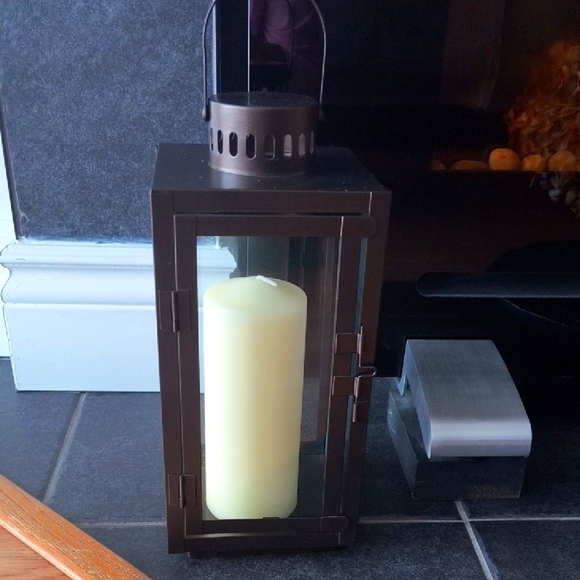 Elegant Brown Lantern with Cream Candle - Picture 1 of 1